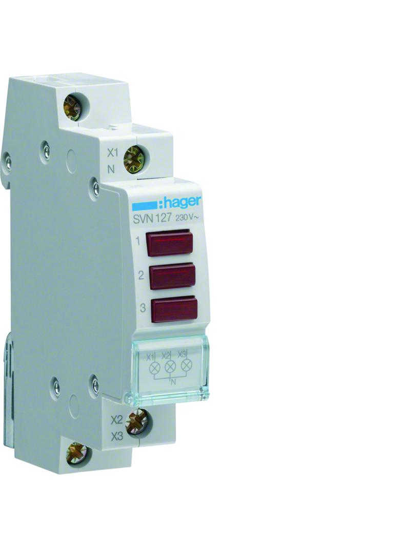 Lampka sygnalizacyjna LED 3x czerwona 230VAC SVN127 HAGER