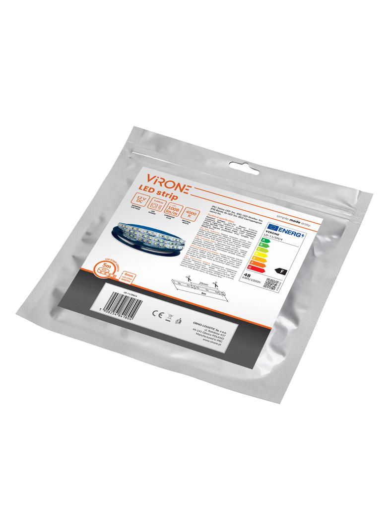 Taśma LED 12V 2835 120L/m 9,6W/m IP20 4000K 5m LD-11/5M/4 ORNO