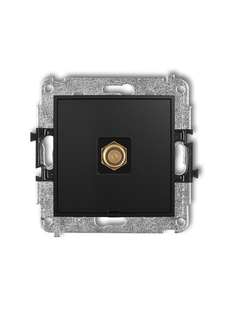 MINI Mechanizm gniazda antenowego pojedynczego typu F (SAT) pozłacany, bez pola opisowego czarny mat