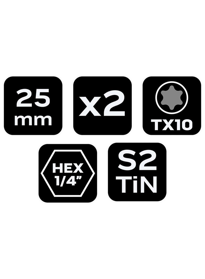 Końcówki wkrętakowe TX10x25mm 2szt, GRAPHITE 57H971 GTX 57-971 GTX Poland