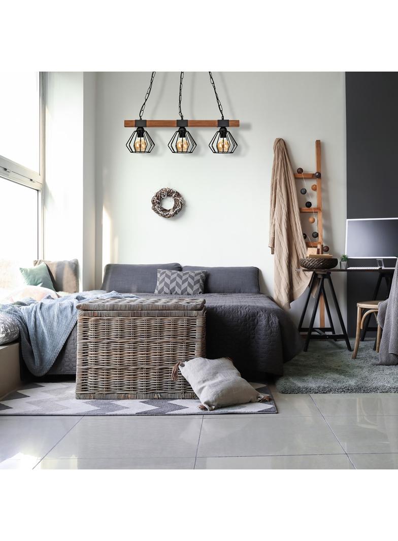MILAGRO Lampa wisząca ULF BLACK/WOOD 3xE27