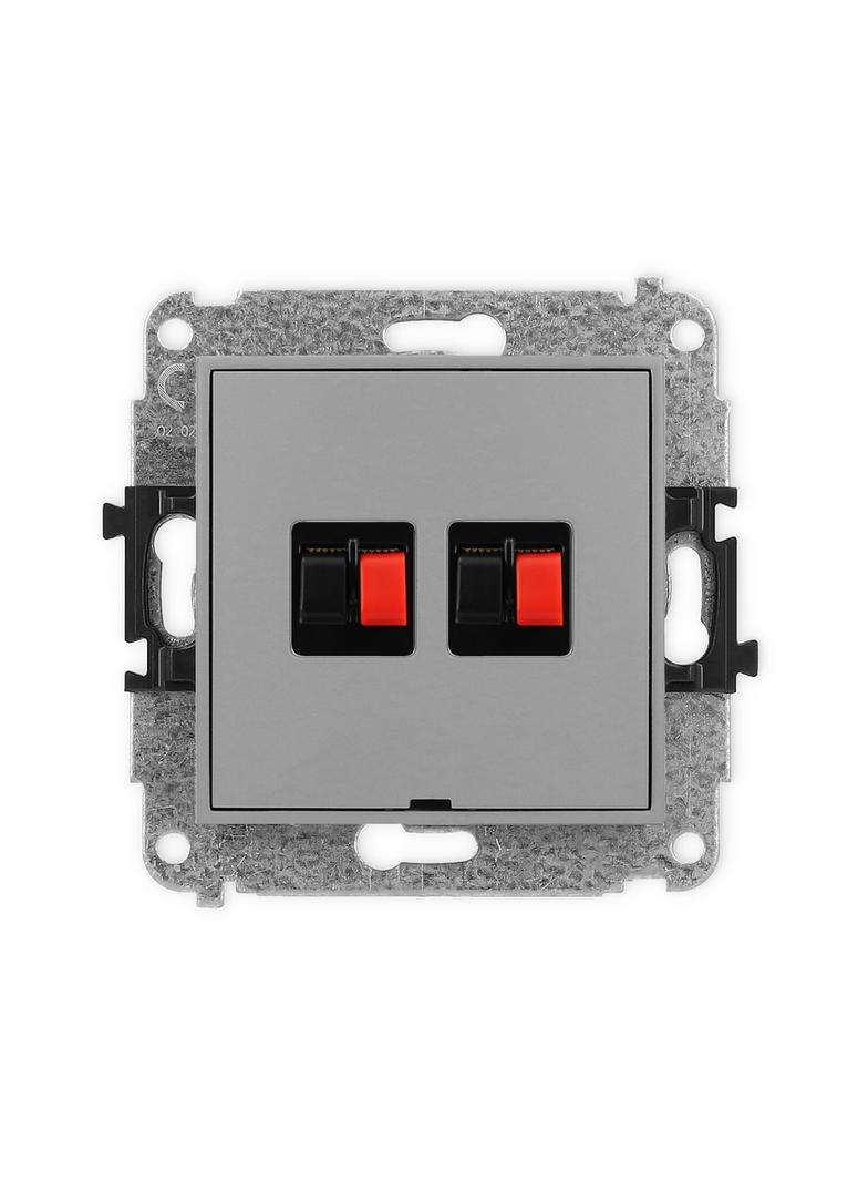 ICON Mechanizm gniazda głośnikowego podwójnego, bez pola opisowego szary mat