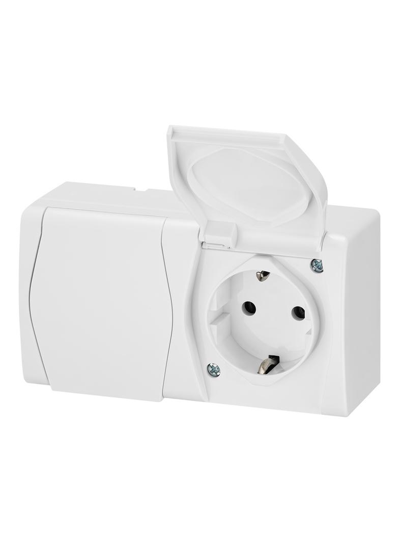 GNIAZDO HERMES 2 2X2P+Z SCHUKO BIAŁE IP44