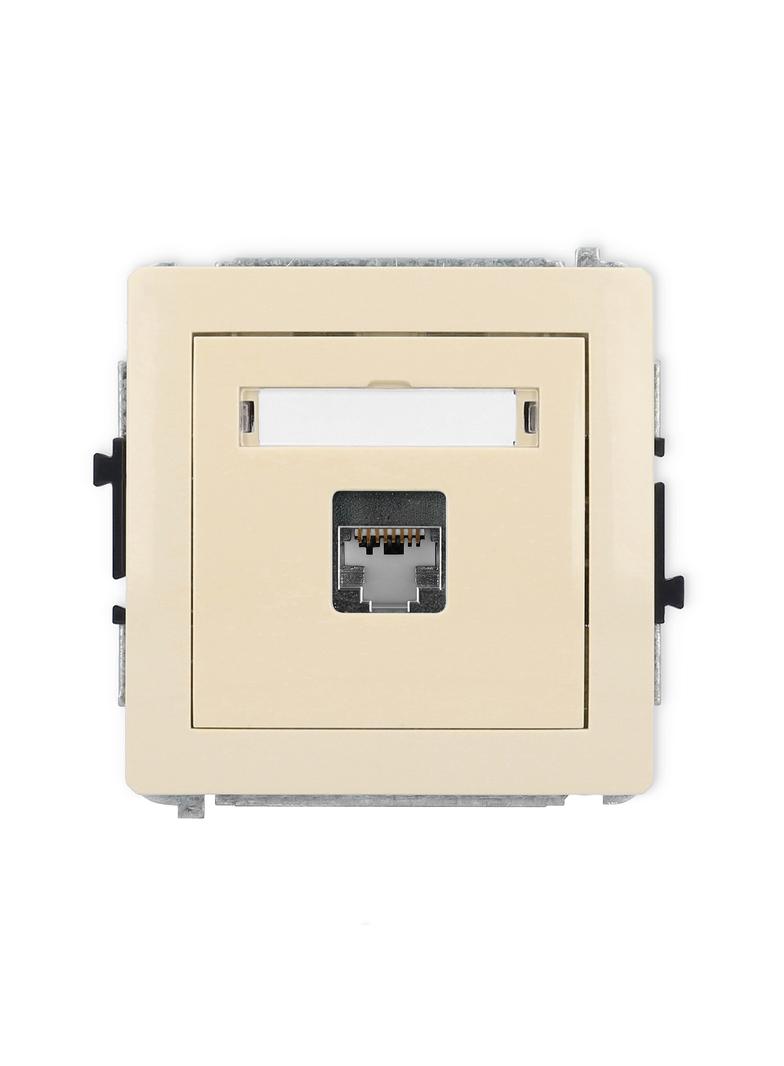 DECO Mechanizm gniazda komputerowego pojedynczego 1xRJ45, kat. 5e, ekranowany, 8-stykowy beżowy