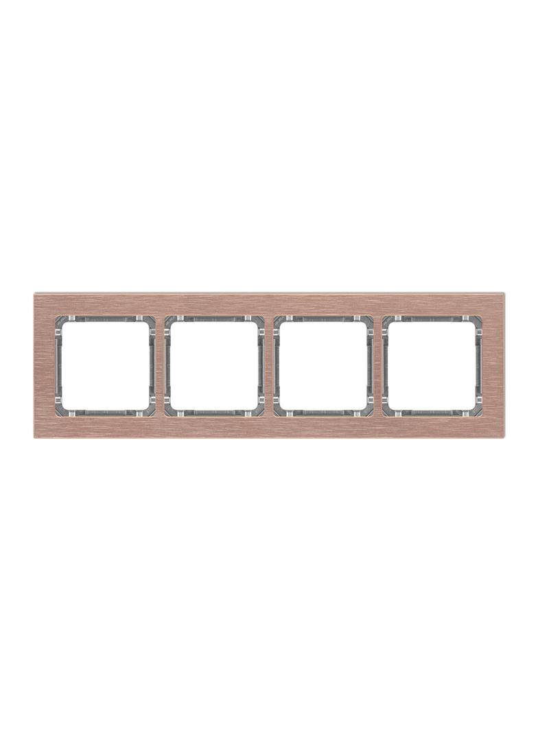 DECO Ramka uniwersalna poczwórna - aluminium szczotkowane (ramka: kolor miedziany; spód: grafitowy)