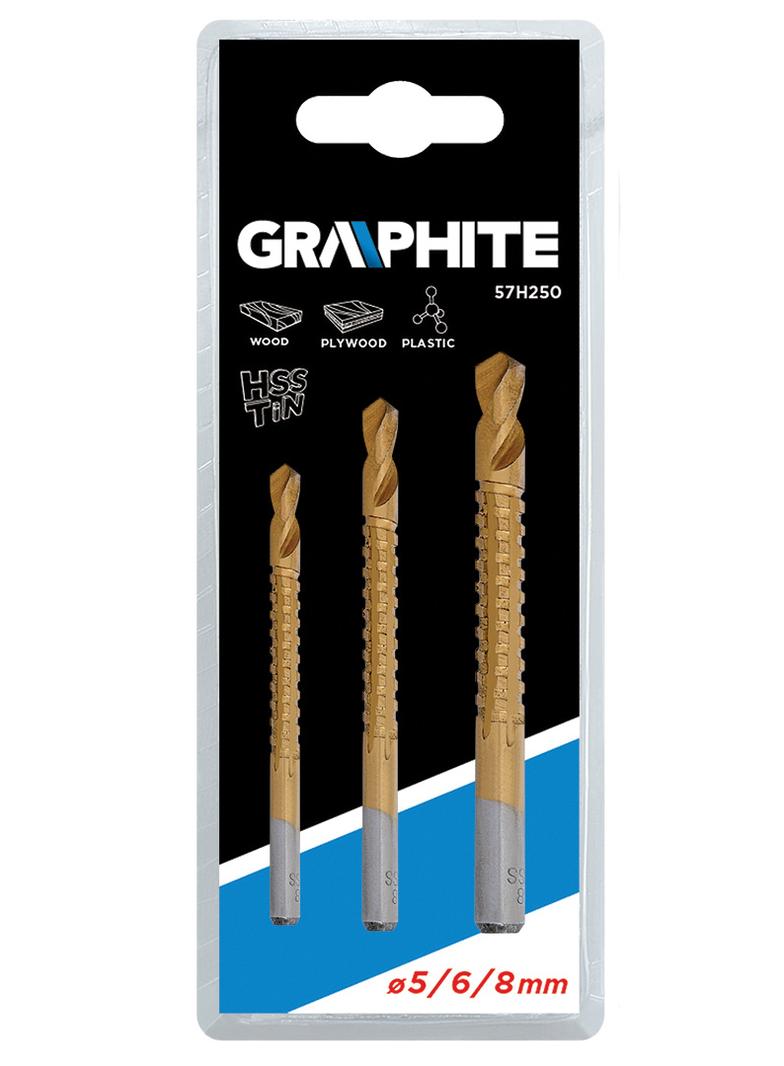 Wiertła-piły HSS-TiN, 5-8 mm, zestaw 3 szt.