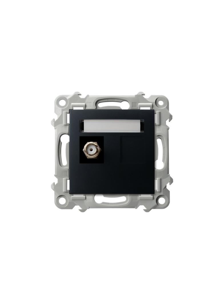 SZAFIR Gniazdo antenowe typu F pojedyncze - kolor czarny metalik