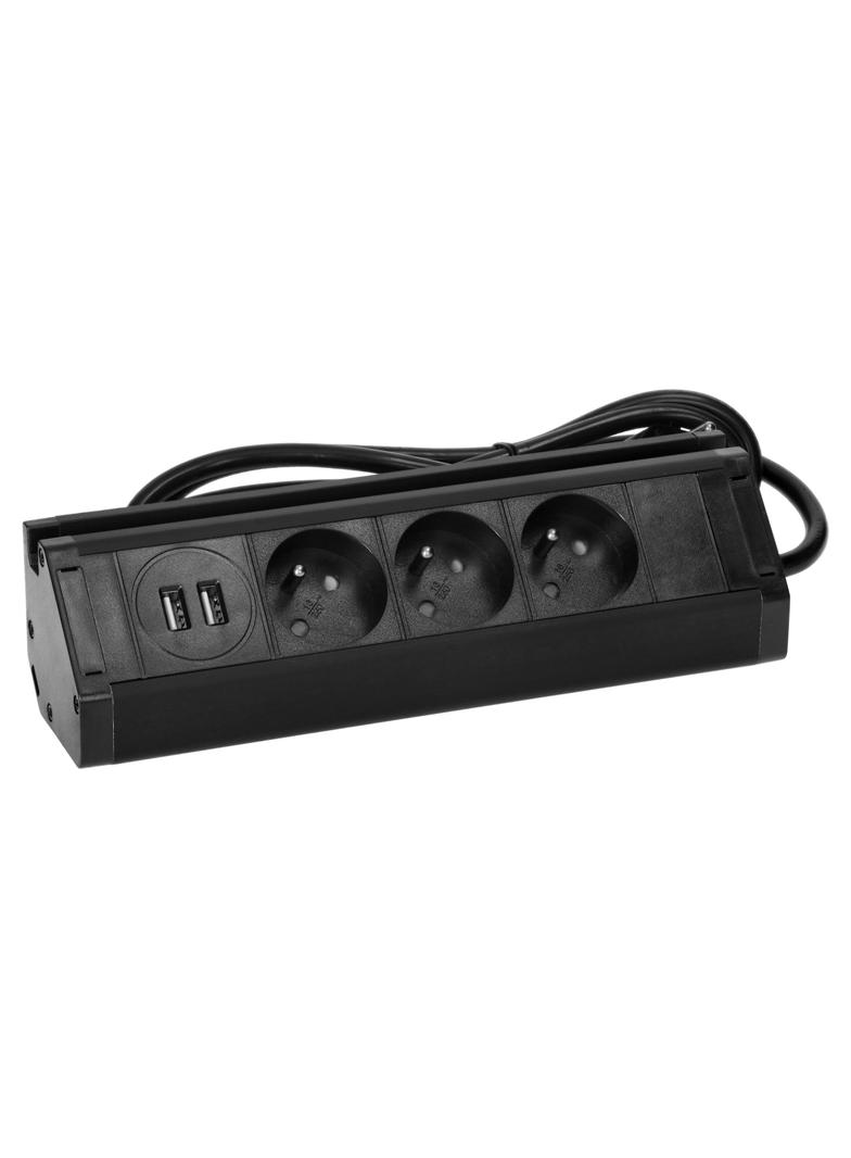 Gniazdo meblowe z uchwytem na telefon ładowarką USB i przewodem 1,5m 3x2P+Z 2xUSB (typ A 2,4A) FS-15