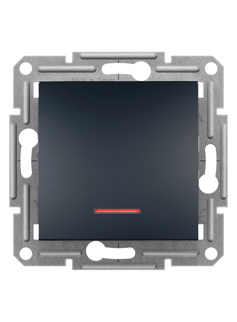 Asfora, przycisk bez ramki, z podświetleniem, antracyt