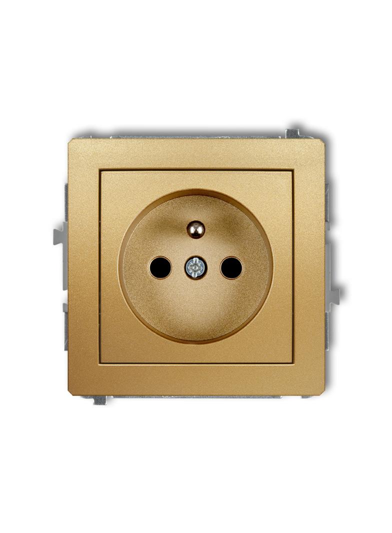 DECO Mechanizm gniazda pojedynczego z uziemieniem 2P+Z (przesłony torów prądowych) złoty