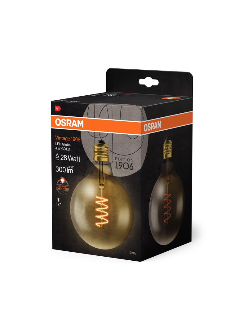 Żarówka LED Vintage 1906 LED CL GLOBE125 FIL GOLD 27 non-dim 5W/820 E27 4058075092136 LEDVANCE