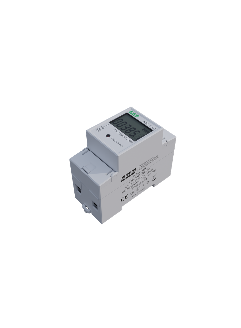 Wskaźnik zużycia energii elektrycznej 1-fazowy 230 VAC 60 A 2 moduły NEL-01-60 F&F