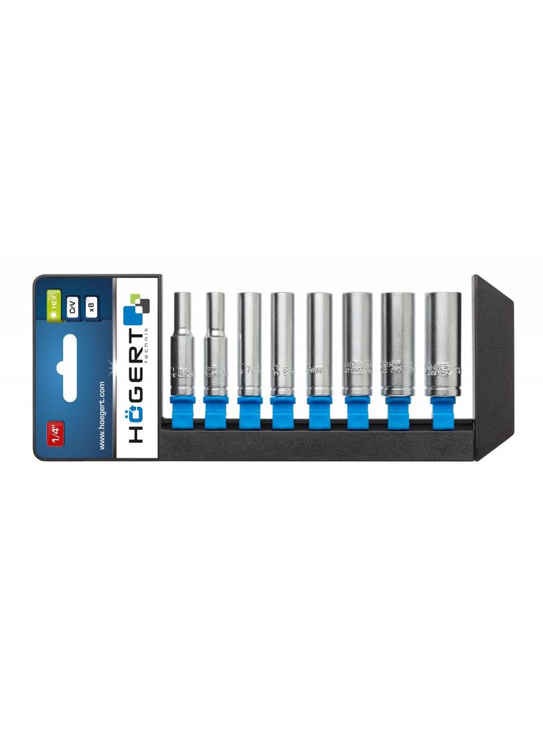 Zestaw nasadek długich 1/4", 8 szt.