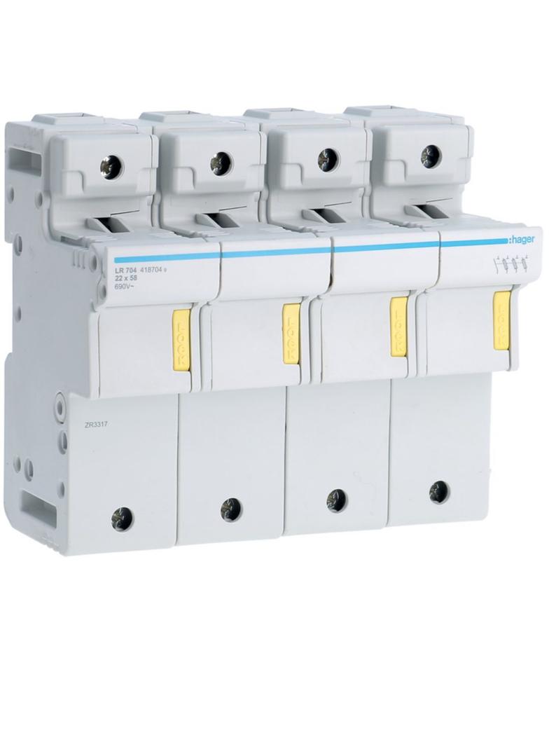 Rozłącznik bezpiecznikowy cylindryczny 4P 22x58mm LR704 HAGER
