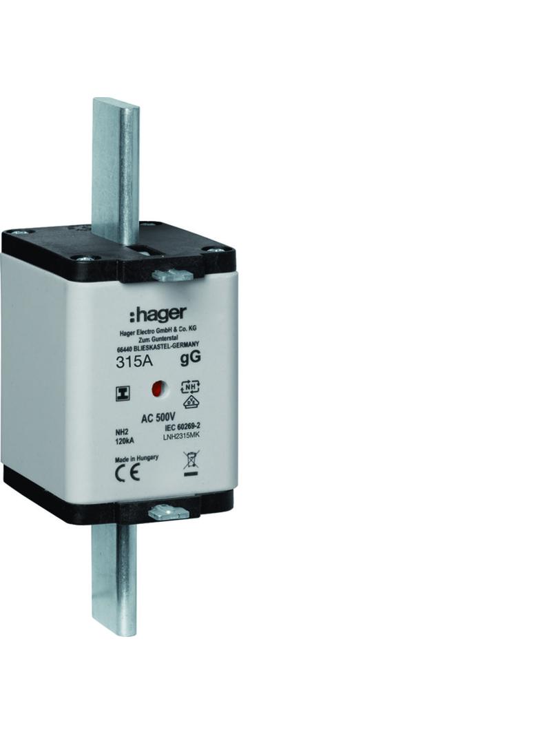 Wkładka bezp. nożowa NH2 wsk.podw. uchwyt izol. gG 315A 500VAC LNH2315MK HAGER