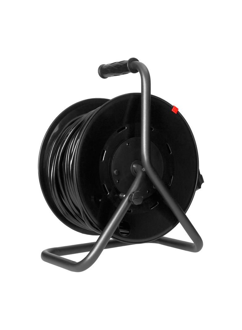 Przedłużacz bębnowy, 4 gniazda 2P+Z Schuko, kabel PVC H05VV-F 3x1,5mm2, długość - 50m, STAŁE GNIAZDA