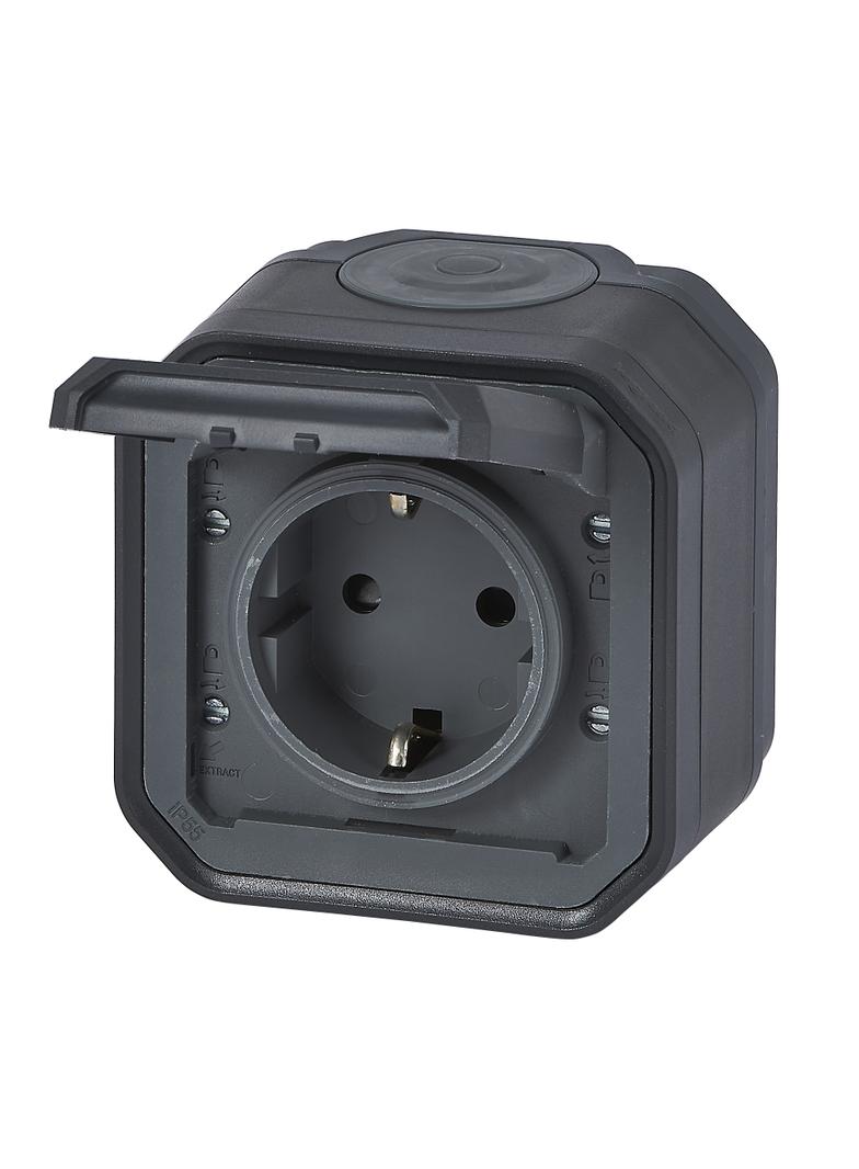 NOWE PLEXO - GN. SCHUKO 2P+Z ZACISKI ŚRUB KOMPLET NATYNKOWY 16A-250V ANTRACYT 069783L LEGRAND