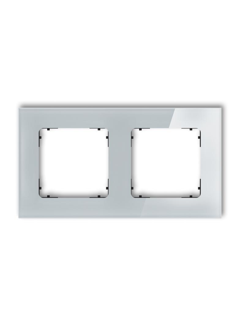 ICON Ramka uniwersalna podwójna kwadratowa - efekt szkła (ramka: szara; spód: czarny) szary