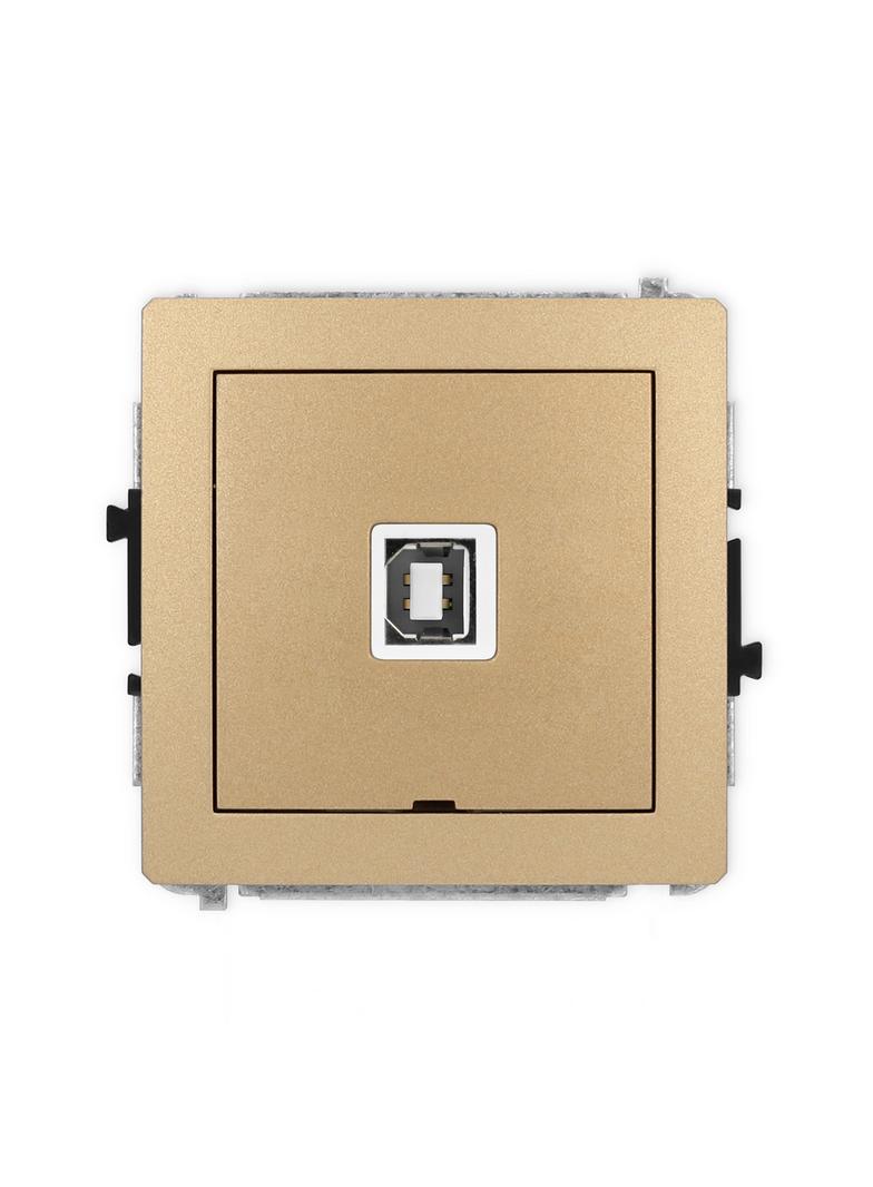 DECO Mechanizm gniazda pojedynczego USB A-B 2.0, bez pola opisowego złoty metalik