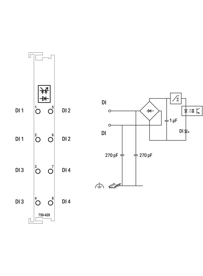 moduł 4DI 42V AC/DC 20ms WAGO