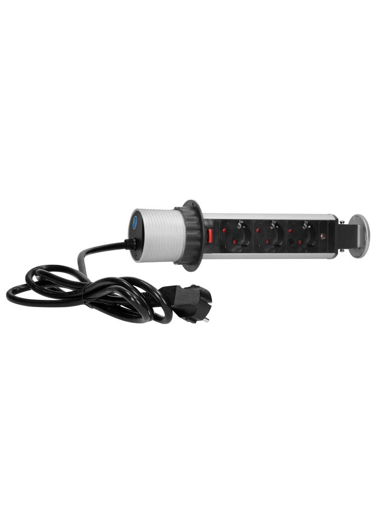 Gniazdo meblowe O6cm wysuwane z blatu z blokadą i przewodem 1,8m 3x2P+Z (Schuko) OR-AE-1347(GS) ORNO