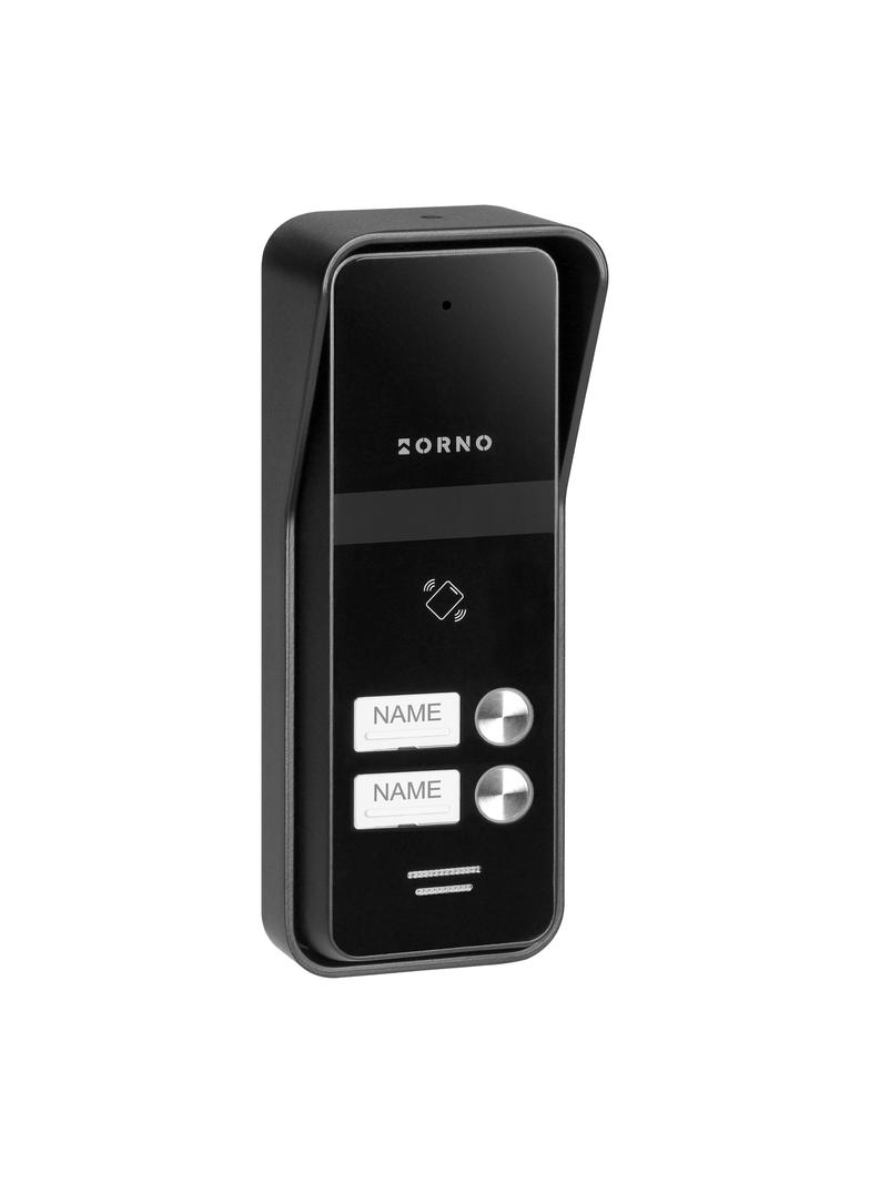 ENIR MULTI, zestaw domofonowy dwurodzinny, 2-żyłowy, zasilacz na szynę DIN, z czytnikiem breloków, b