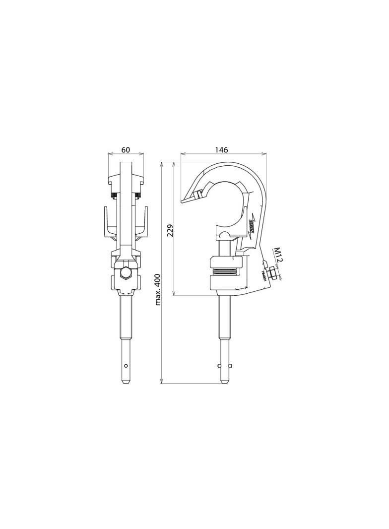 Zacisk fazowy wielkość II, trzpień z poprz. kołkiem