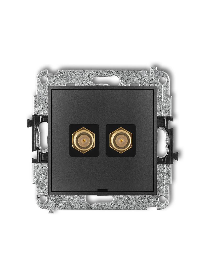 ICON Mechanizm gniazda antenowego podwójnego typu F (SAT) pozłacany, bez pola opisowego grafitowy