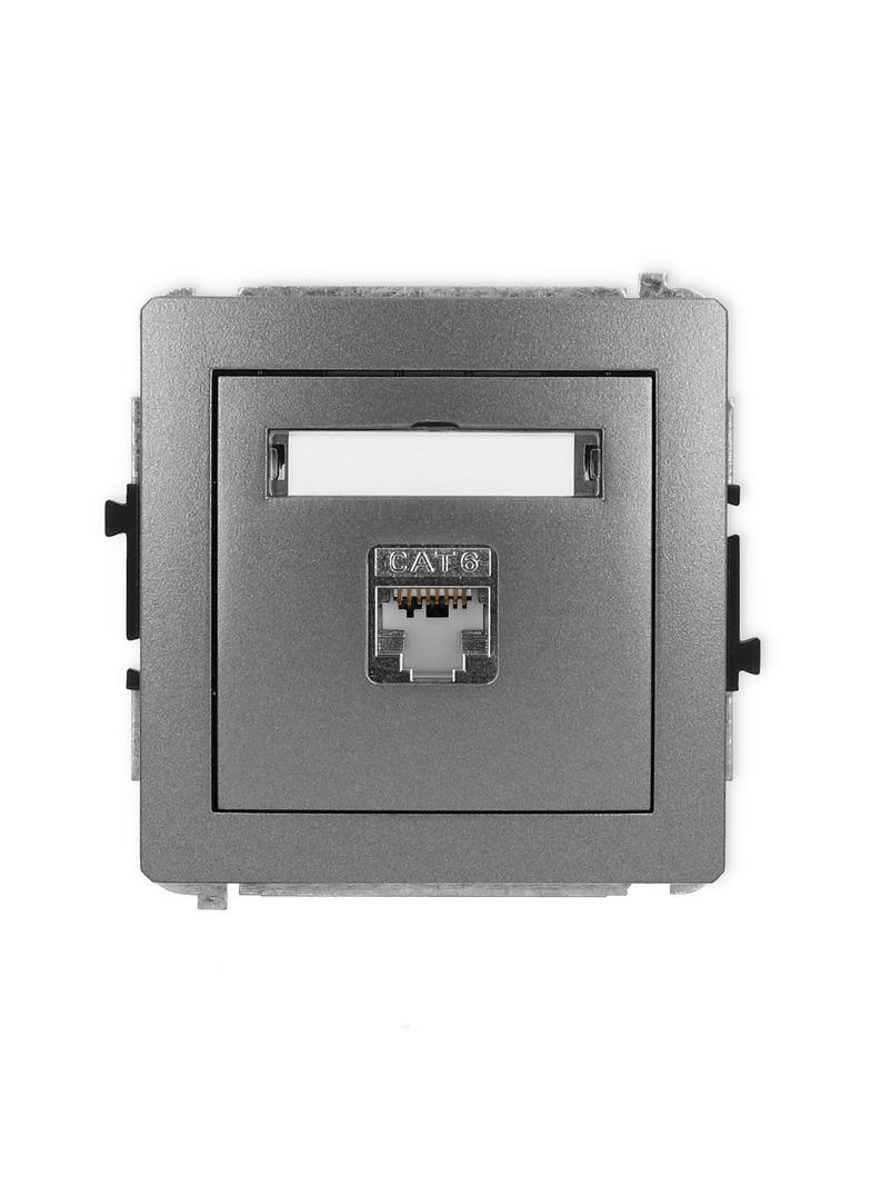 DECO Mechanizm gniazda komputerowego pojedynczego 1xRJ45, kat. 5e, ekranowany, 8-stykowy grafitowy