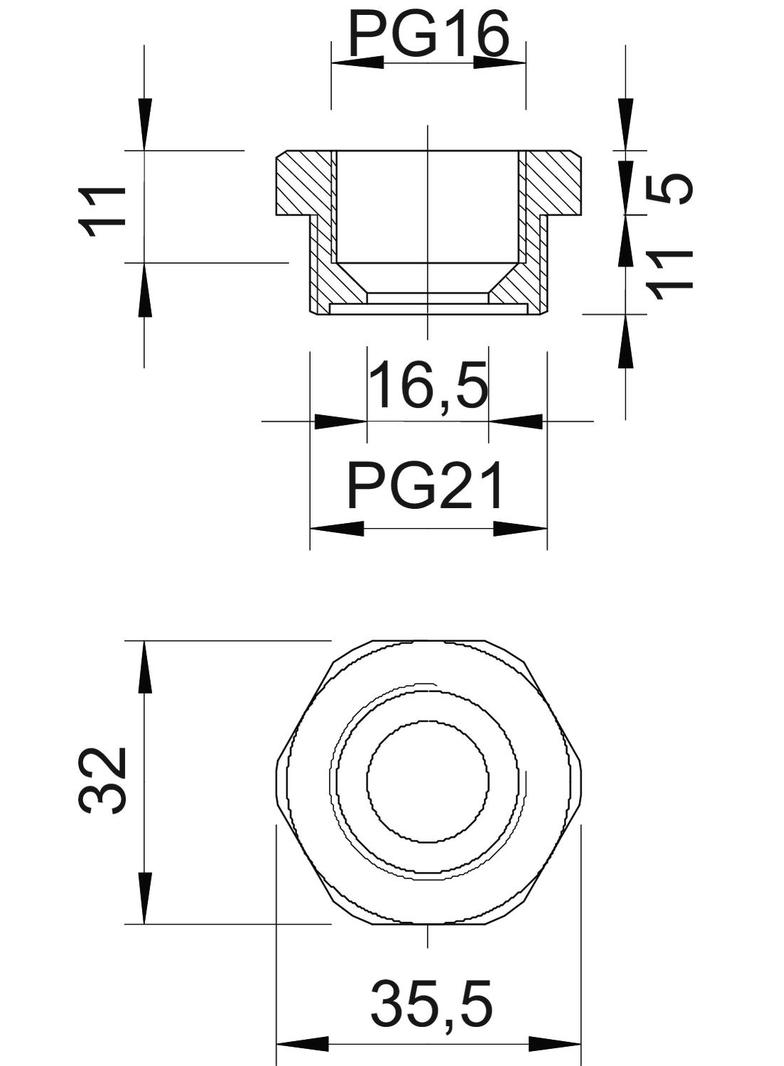 107/R, REDUKCJE PG2116 POLIAMID SZARY