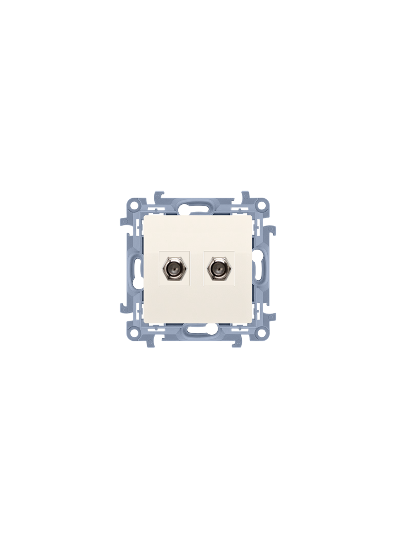 Simon 10 Gniazdo antenowe typu F podwójne  krem