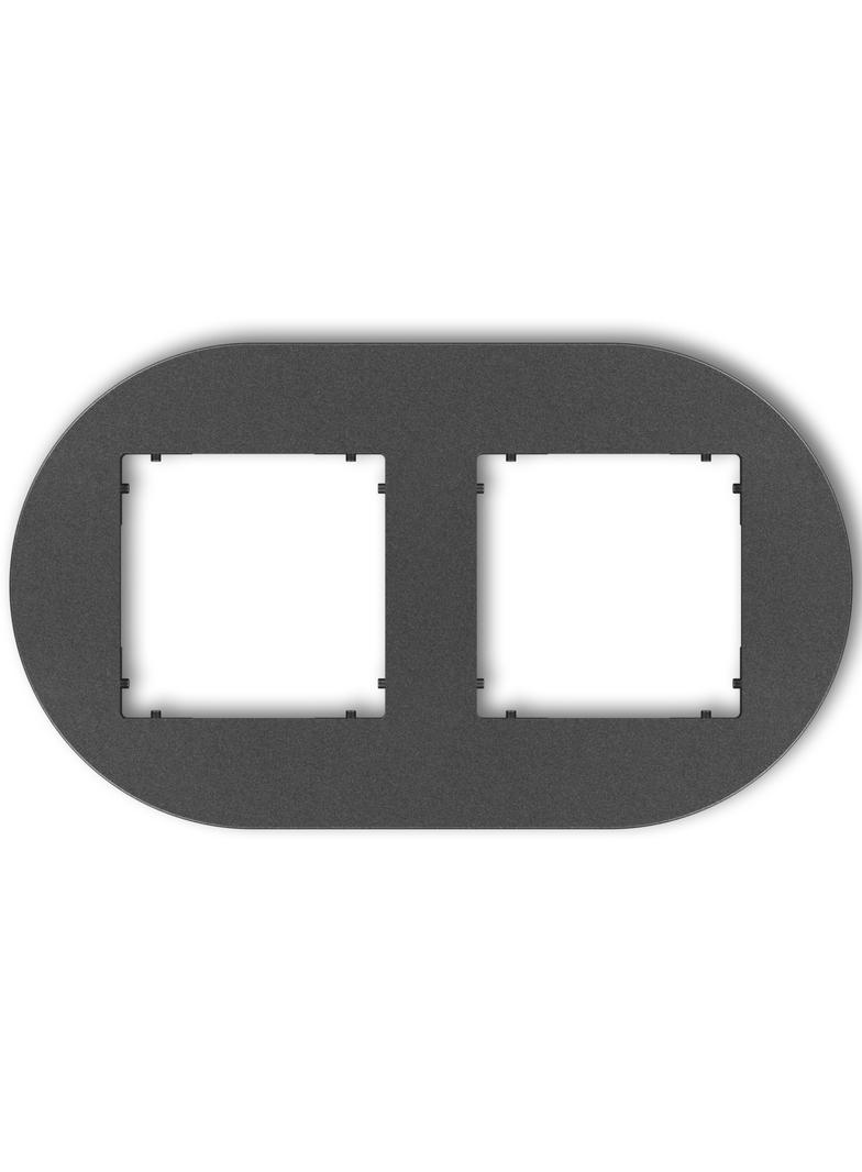 MINI Ramka uniwersalna podwójna okrągła z tworzywa grafitowy