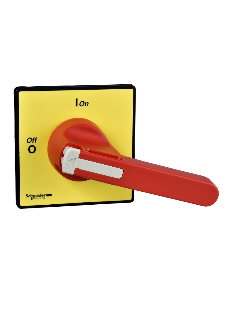 Uchwyty i płyty czołowe dla rozłączników 90x90 czerwono/żółty