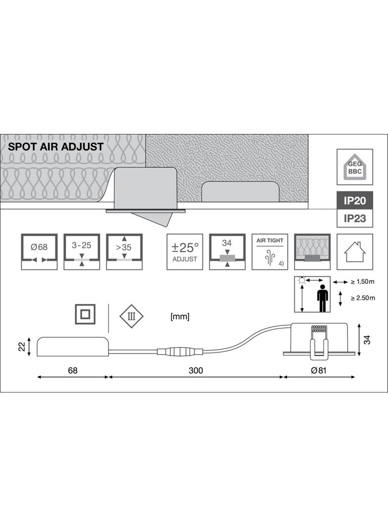 Oprawa SP AIR ADJ P 4W 930 DIM IP23 BK