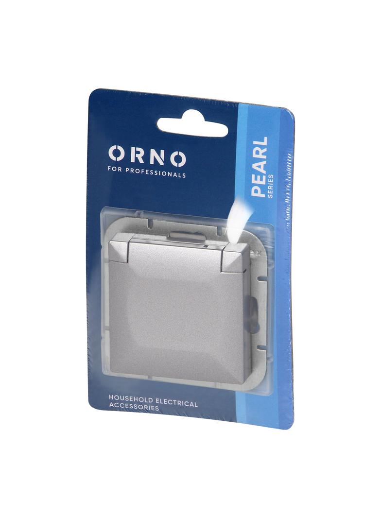 Gniazdo pojedyncze podtynkowe 2P+Z bryzgoszczelne z klapką Pearl, 16A, 250V, PT-16PH, antracyt