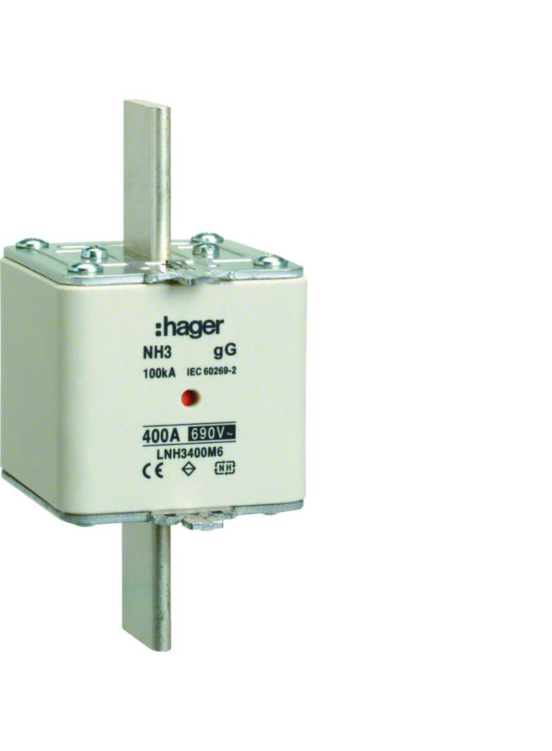 Wkładka bezp. nożowa NH3 wsk.podw. uchwyt nieiz. gG 400A 690VAC LNH3400M6 HAGER