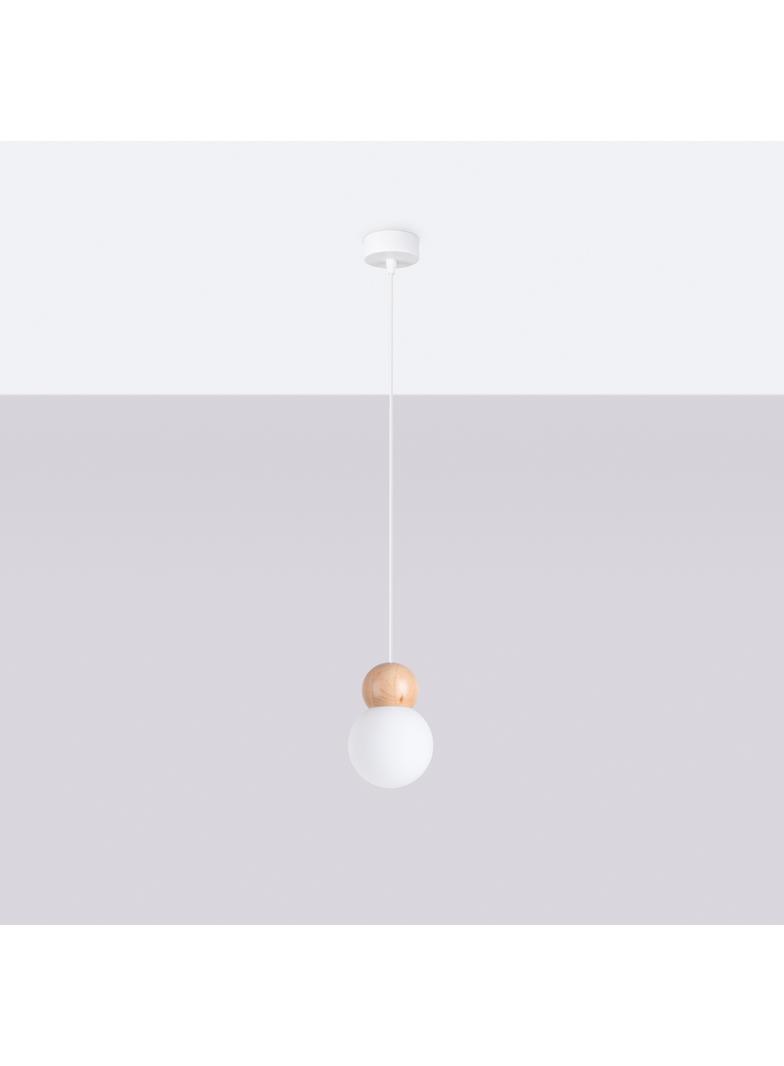 Lampa wisząca PEKKA 1 biała/naturalne drewno
