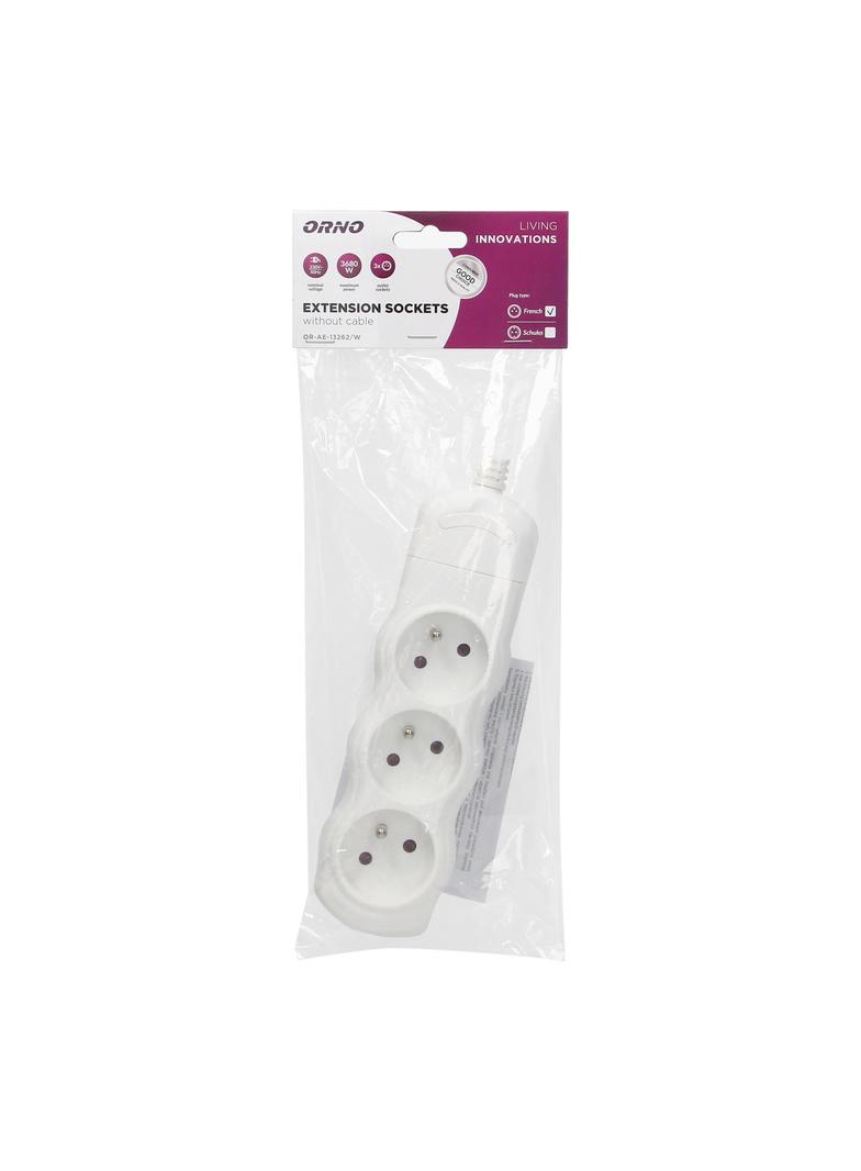 Rozgałęźnik wielogniazdowy 3x2P+Z, biały OR-AE-13262/W ORNO