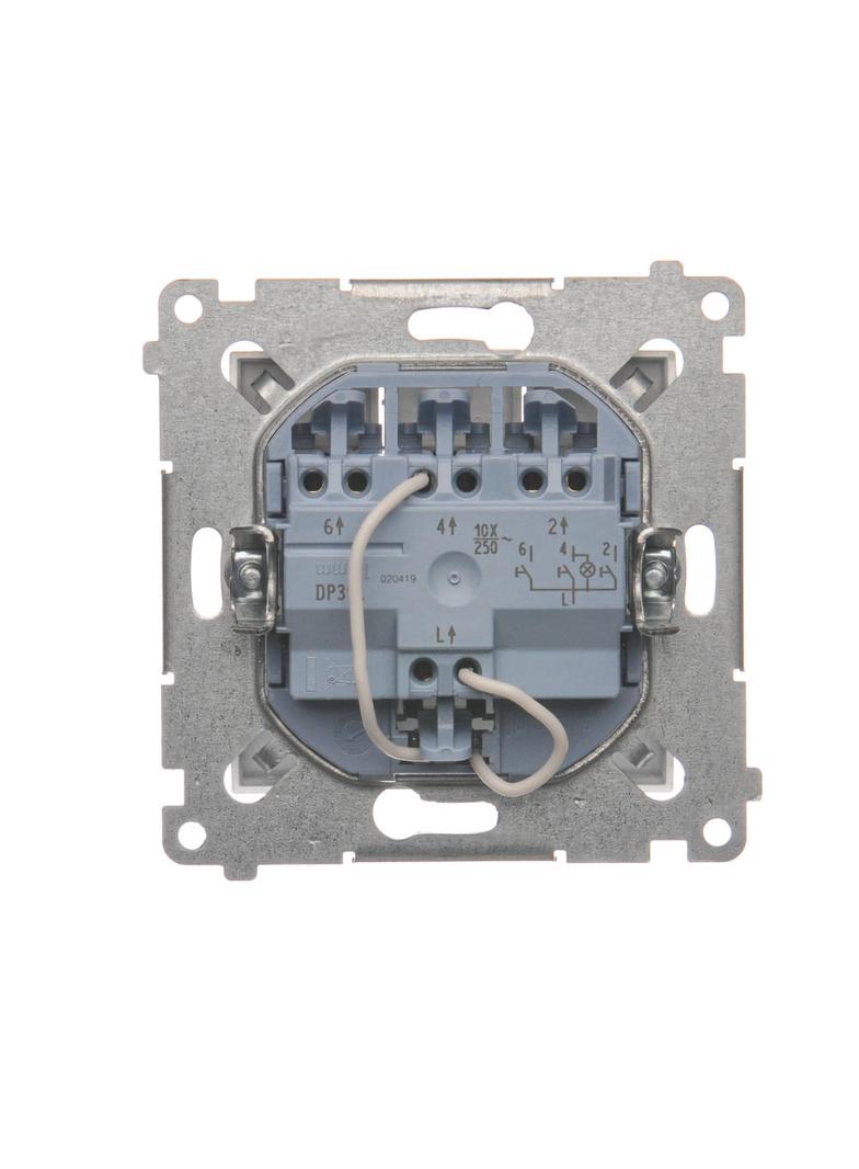 Simon 54 Przycisk potrójny z podświetleniem LED 10A 250V szybkozłączka srebrny mat DP31L.01/43 KONTAKT