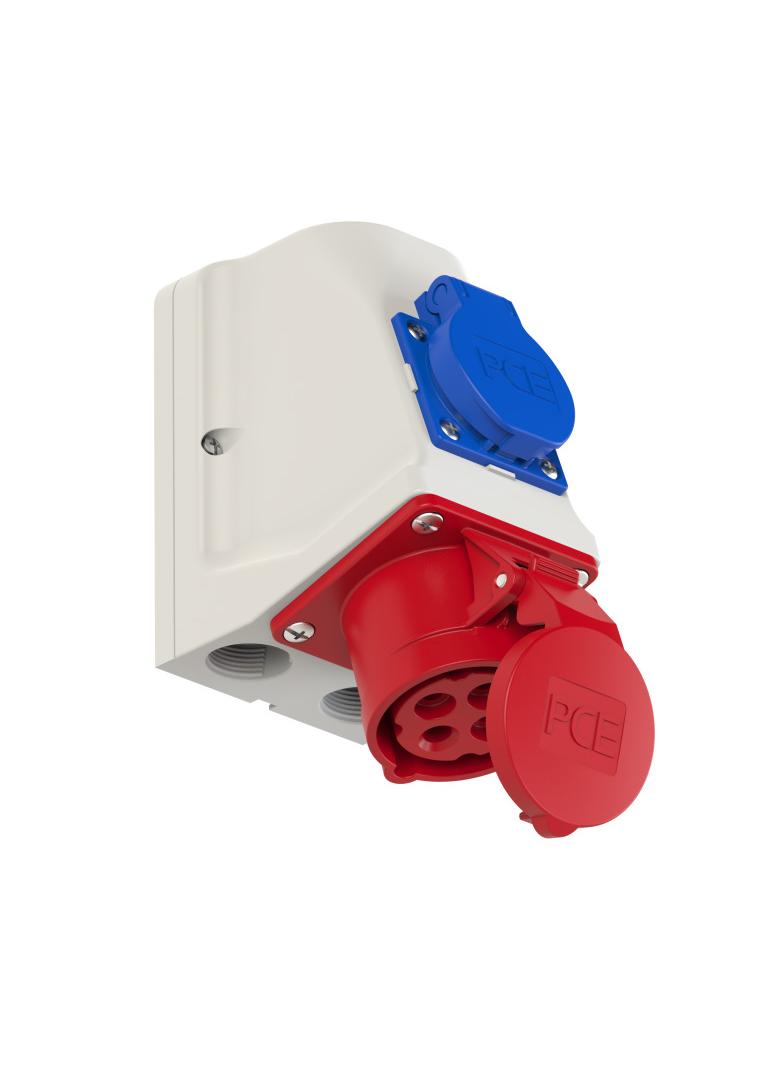 GNIAZDO KOMBI CEE + 230V Z BOLCEM 16A 400V 3P+Z nie okablowane IP44