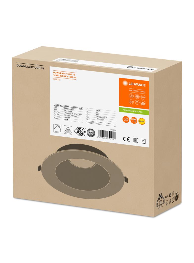 DOWNLIGHT PFM DN155 14W 830 WT IP54 UGR19 LEDV Oprawa LED - DOWNLIGHT LEDVANCE