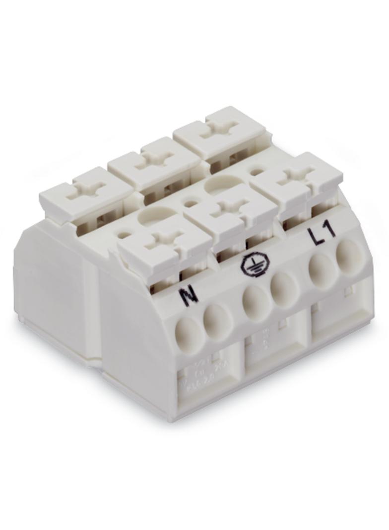 blok zasilający 3-biegunowy biały nadruk N-PE-L1 /250szt./ WAGO