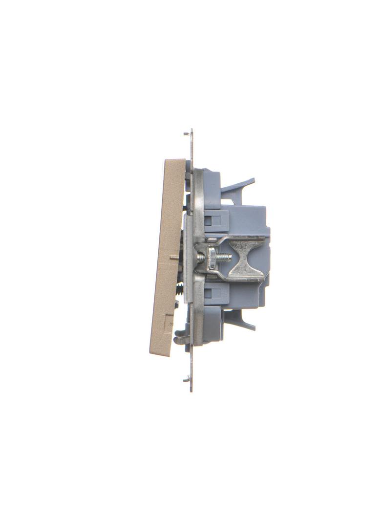 Simon 55 Przycisk zwierny potrójny szybkozłączka Szampański mat