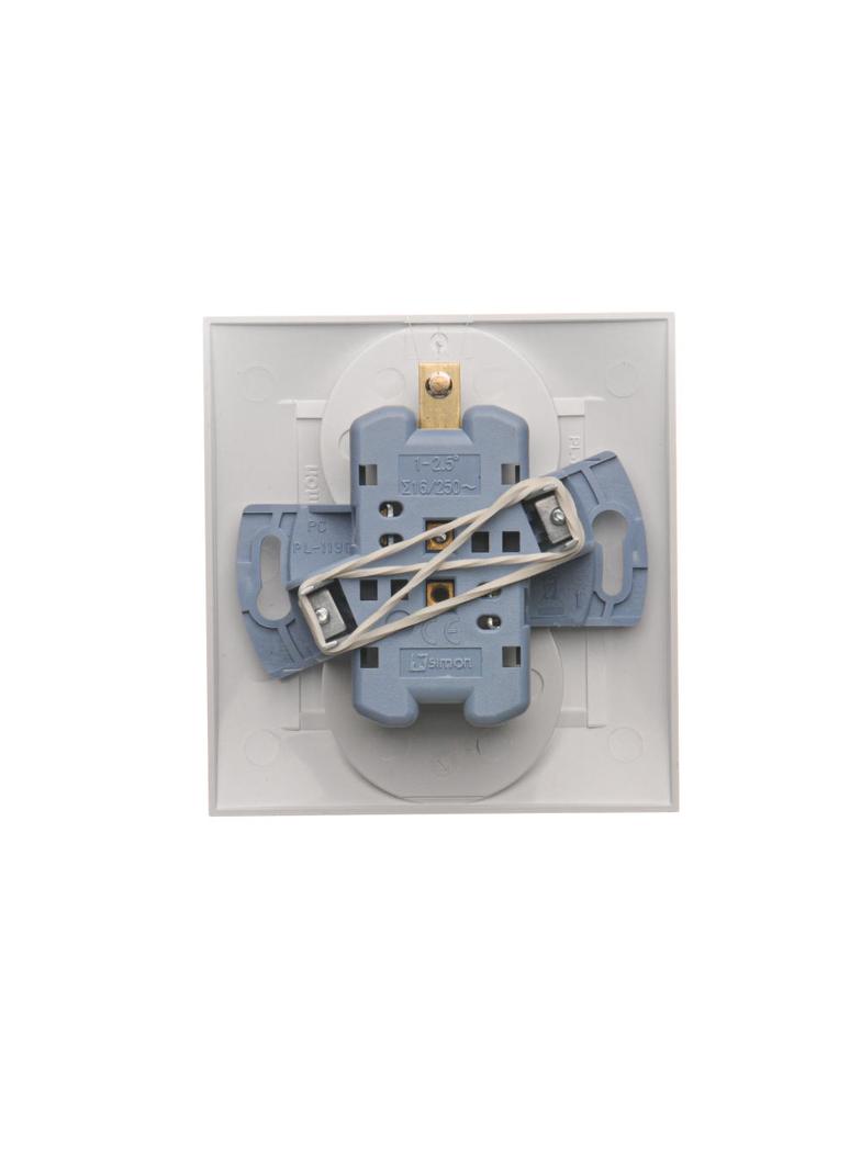 Simon 54 Gniazdo z/u podwójne z funkcją niezm. faz16A z. śrub. monoblok biały