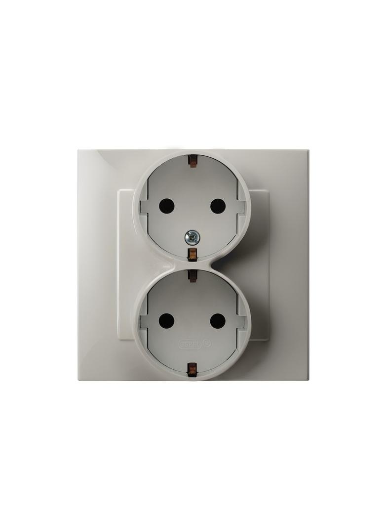 SZAFIR Gniazdo podwójne z uziemieniem schuko - kolor kaszmirowy beż