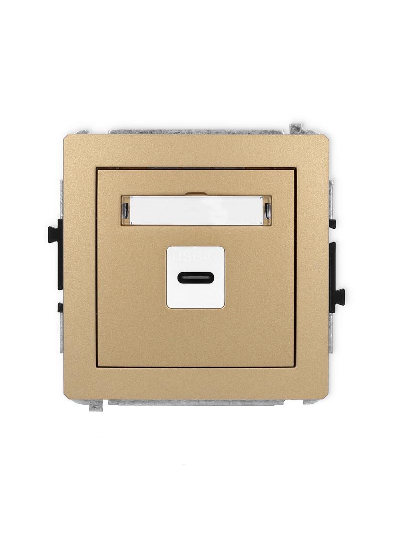 DECO Mechanizm gniazda pojedynczego 1xUSB C-C złoty metalik