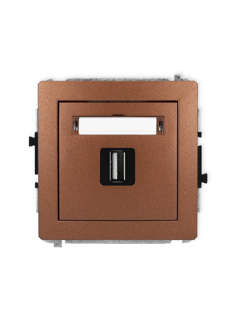 DECO Gniazdo pojedyncze USB A-A 2.0 brązowy metalik 9DGUSB-1 KARLIK