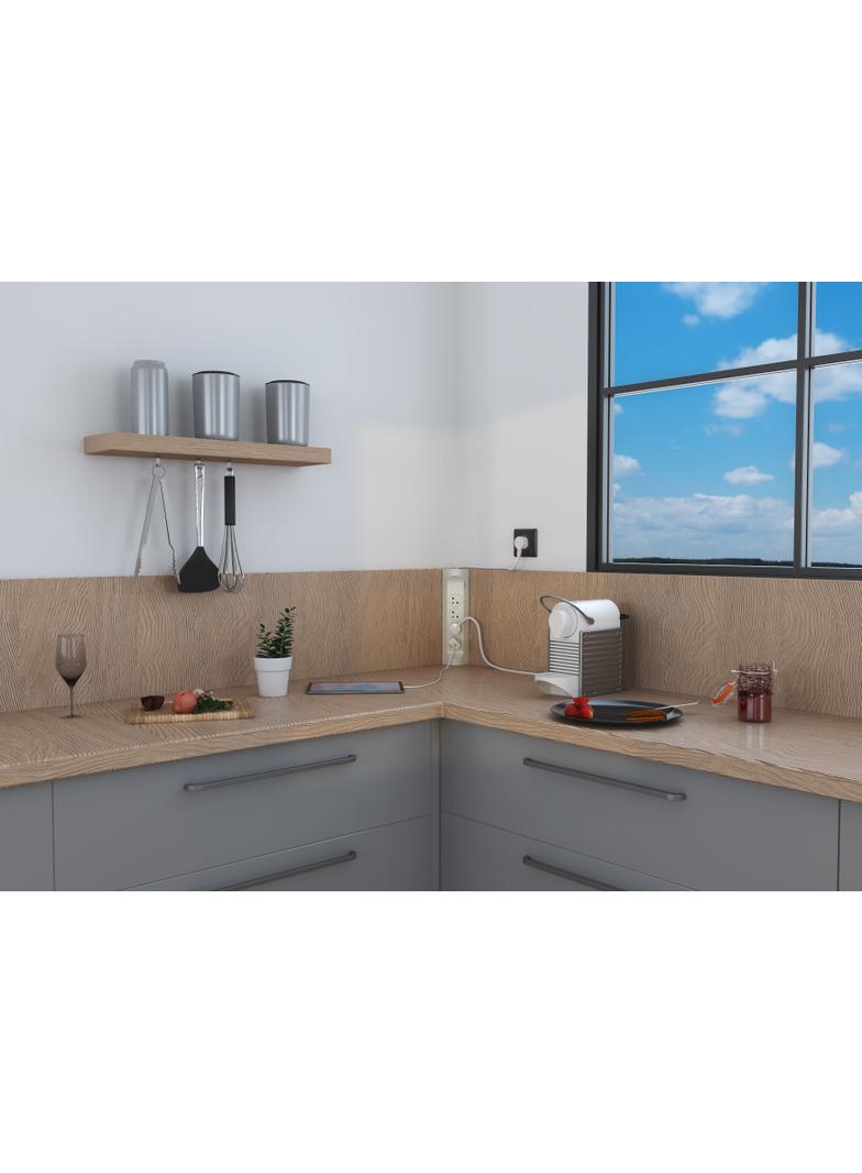 PRZEDŁUŻACZ NAROŻNY 4X2P+Z, Z PRZEWODEM 1.0 METRA 3X1.5 MM2 - BIAŁY, Legrand