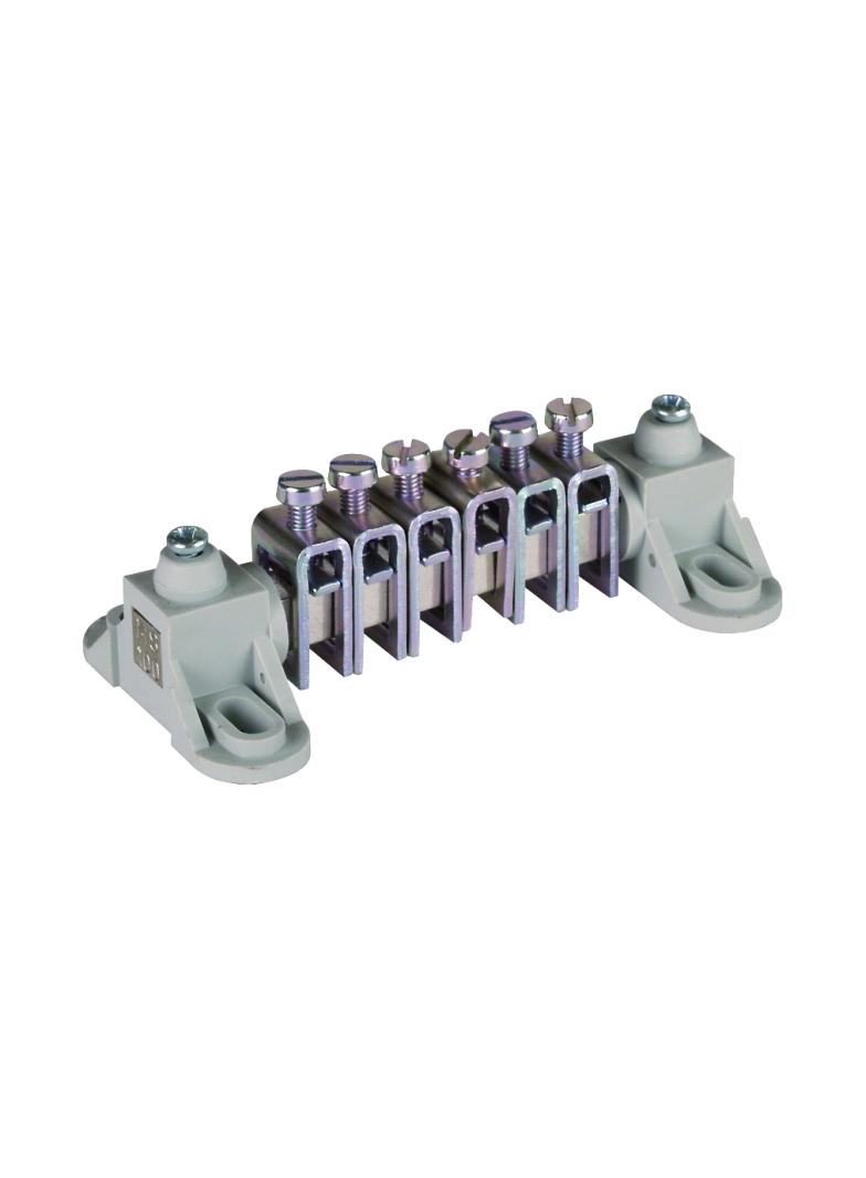 Szyna wyrównywania potencjałów MINI bez pokrywy, 6 zacisków na 2,5-16 mm2, Ms/gal Sn