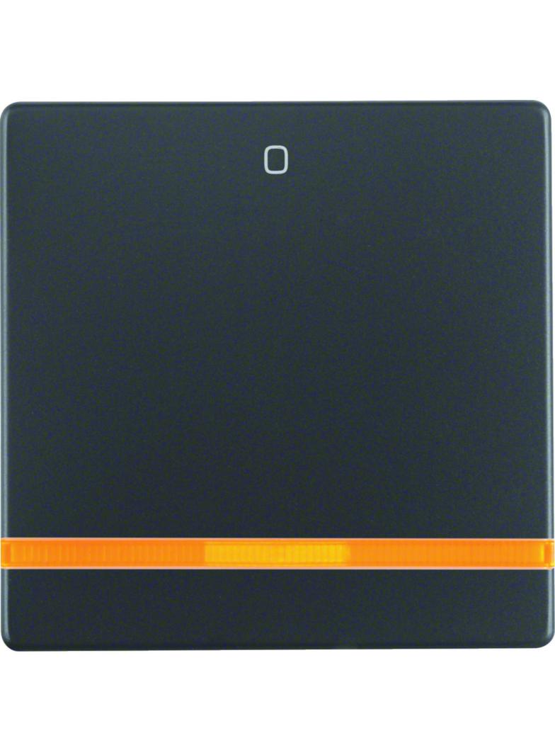 BERKER Q.x Klawisz z pomarańczową soczewką z nadrukiem 0 antracyt aksamit 16246086 HAGER